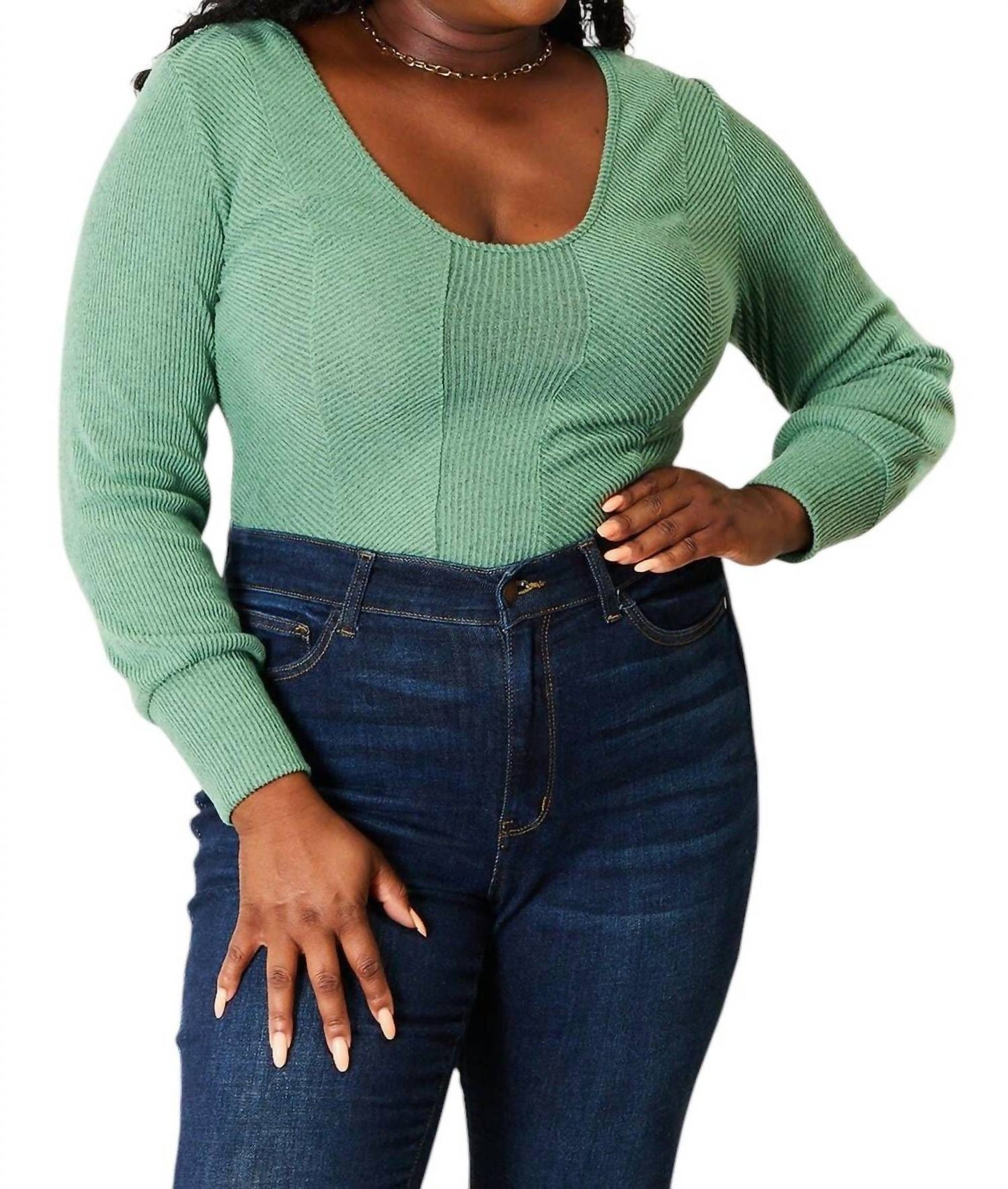 Basic Bae - Chic Scoop Neck Long Sleeve Top