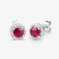 1.22 Carat Genuine Ruby and White Diamond 14K White Gold Earrings