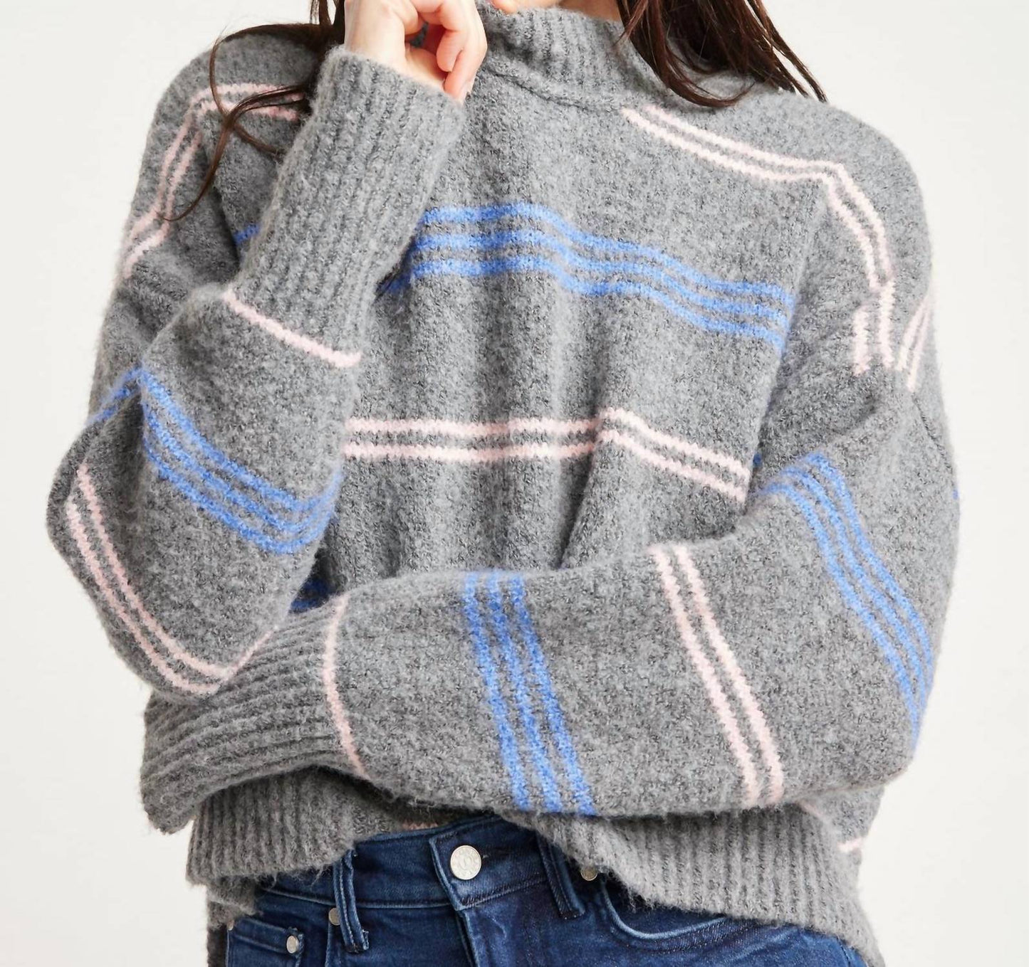 Self Contrast - Pink/blue Striped Rya Sweater