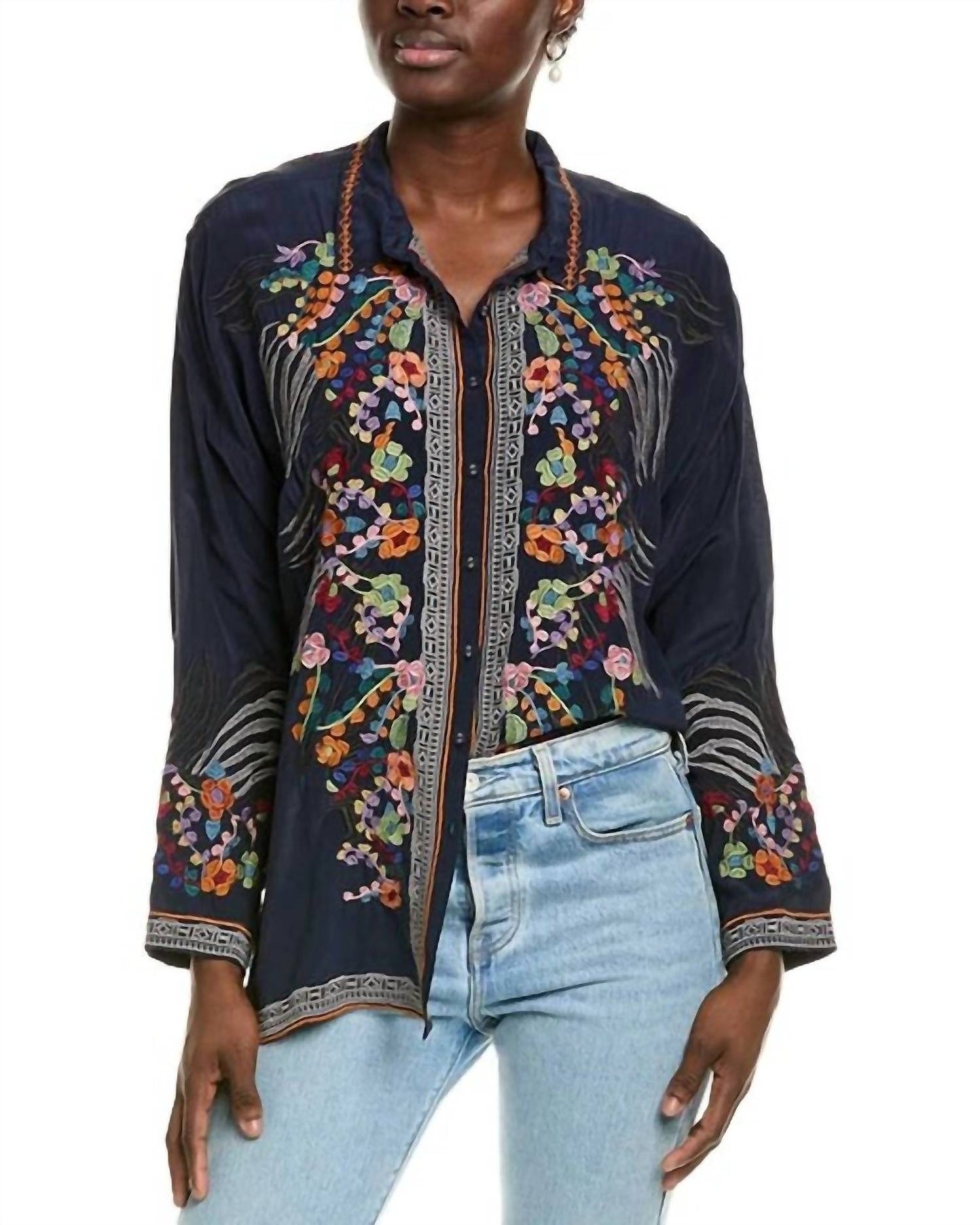 Johnny Was - Audrey Oversized Embroidered Blouse Dash