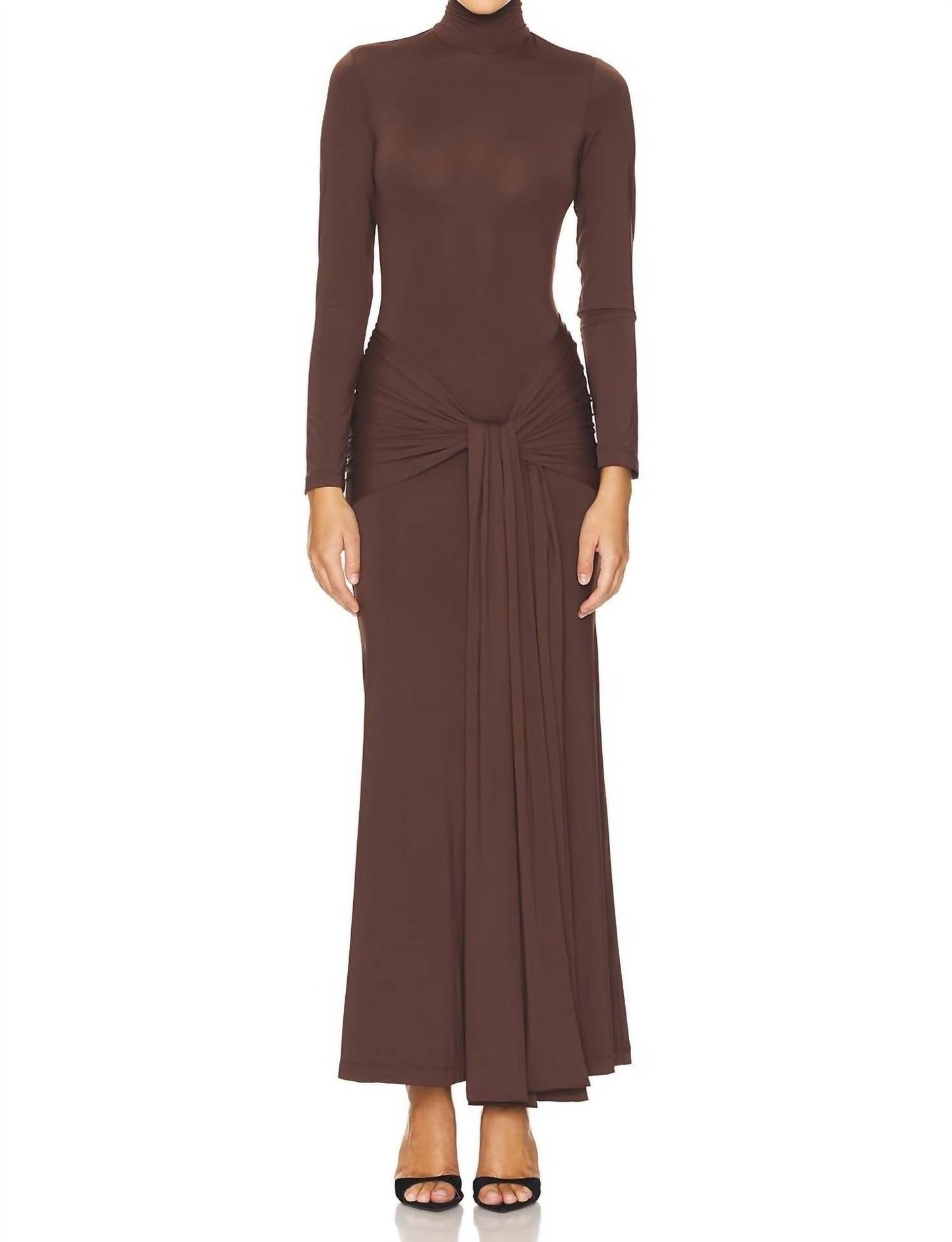Bardot - Alix Maxi Tie Front Long Sleeve Dress