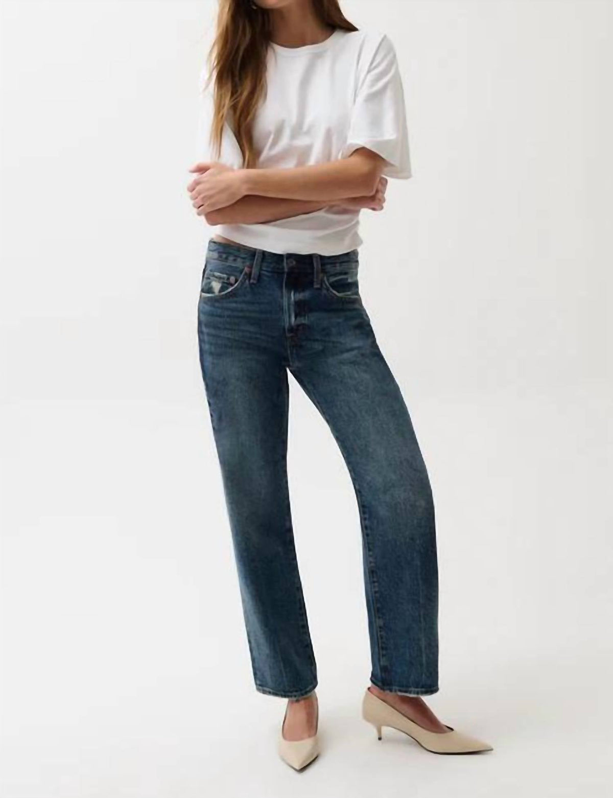 Pistola - Lexi Mid Rise Bowed Straight Jeans