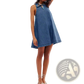 Backless Bow Accent Denim Mini Dress