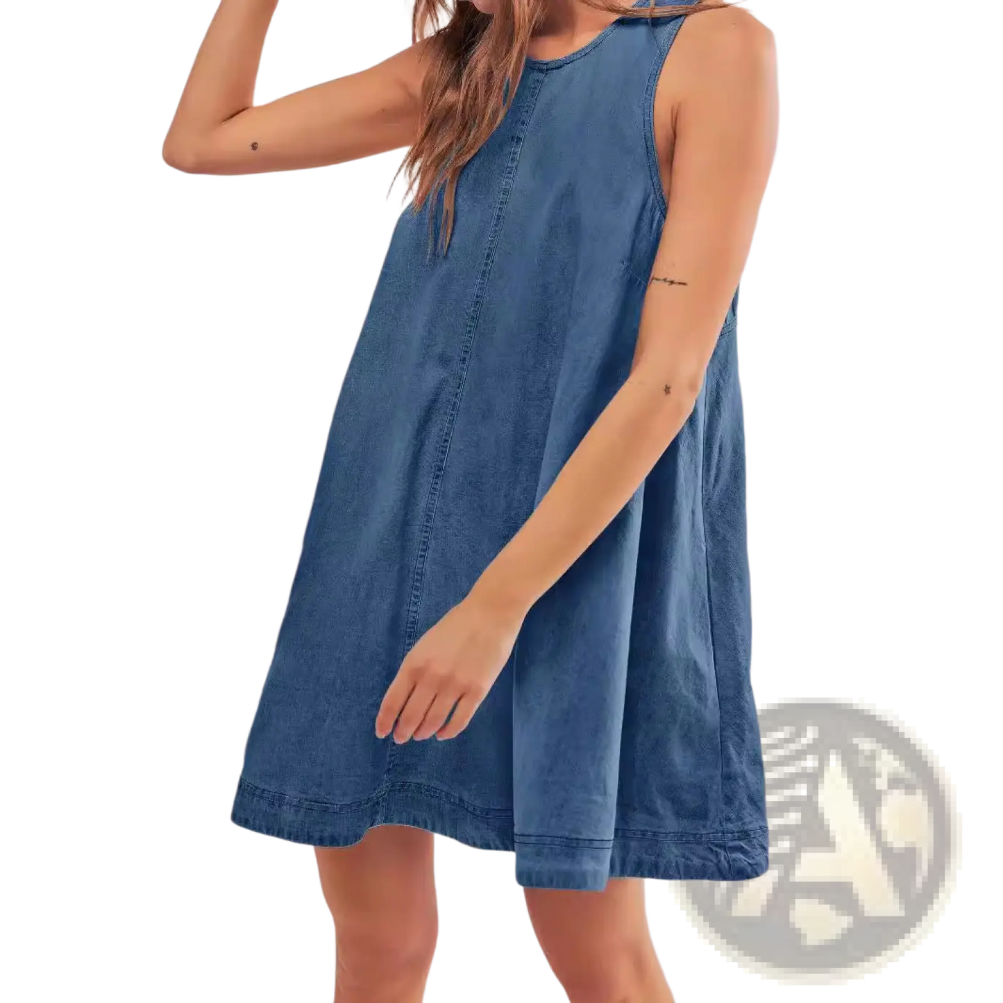 Backless Bow Accent Denim Mini Dress