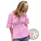 Backless Short Sleeve Tie Back Cotton Blouse