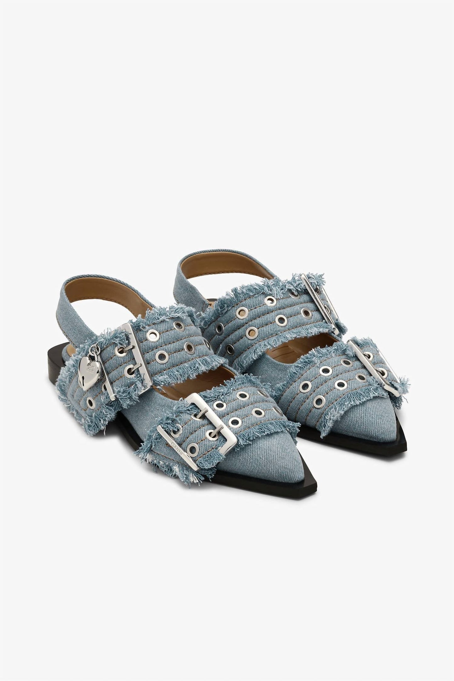 Ganni - Women's Feminine Buckle Ballerina Charms Flat Sandal