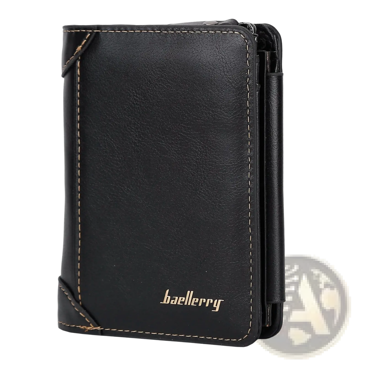 Baellerry Men's Trifold Pu Leather Zipper Wallet with 14 Card Slots