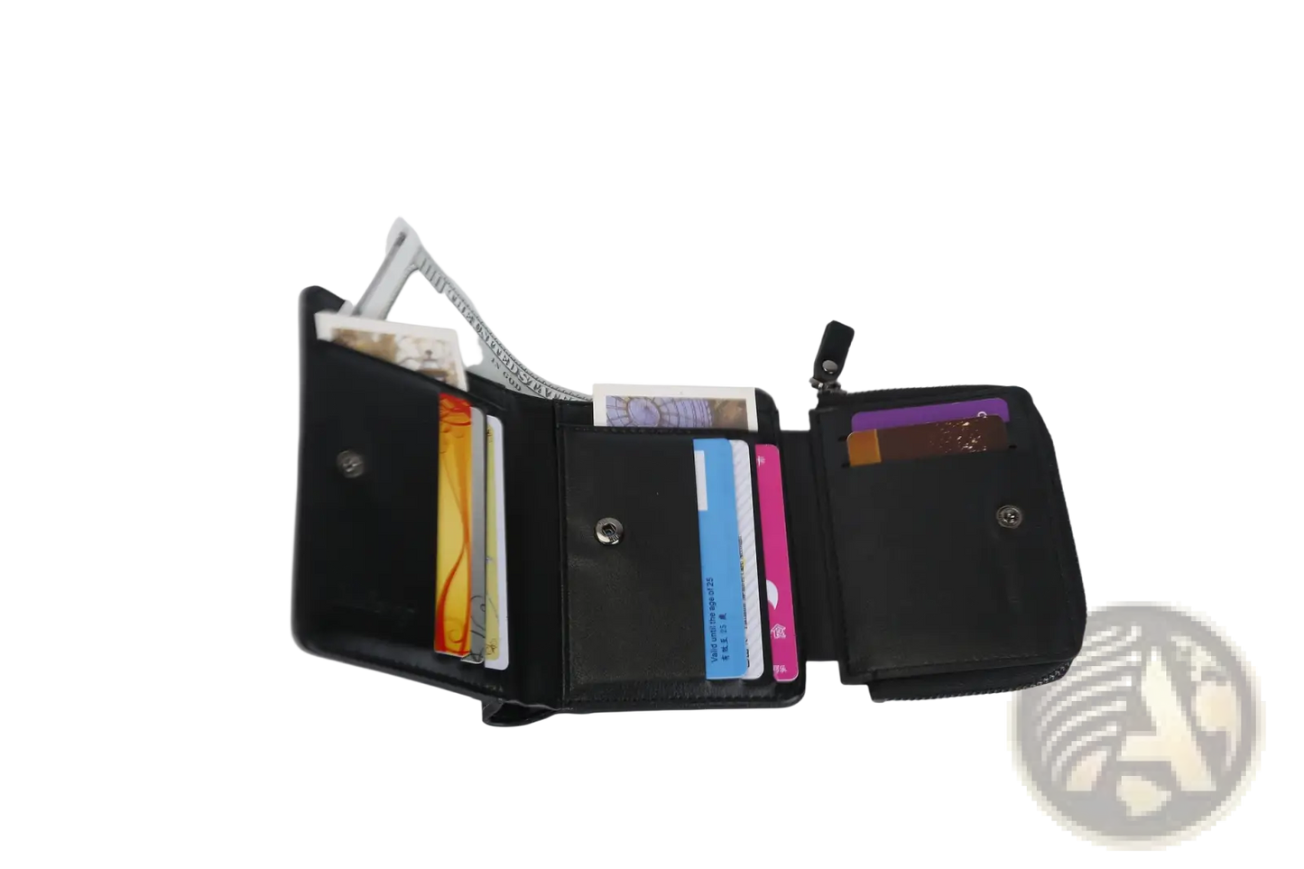 Baellerry Men's Trifold Pu Leather Zipper Wallet with 14 Card Slots