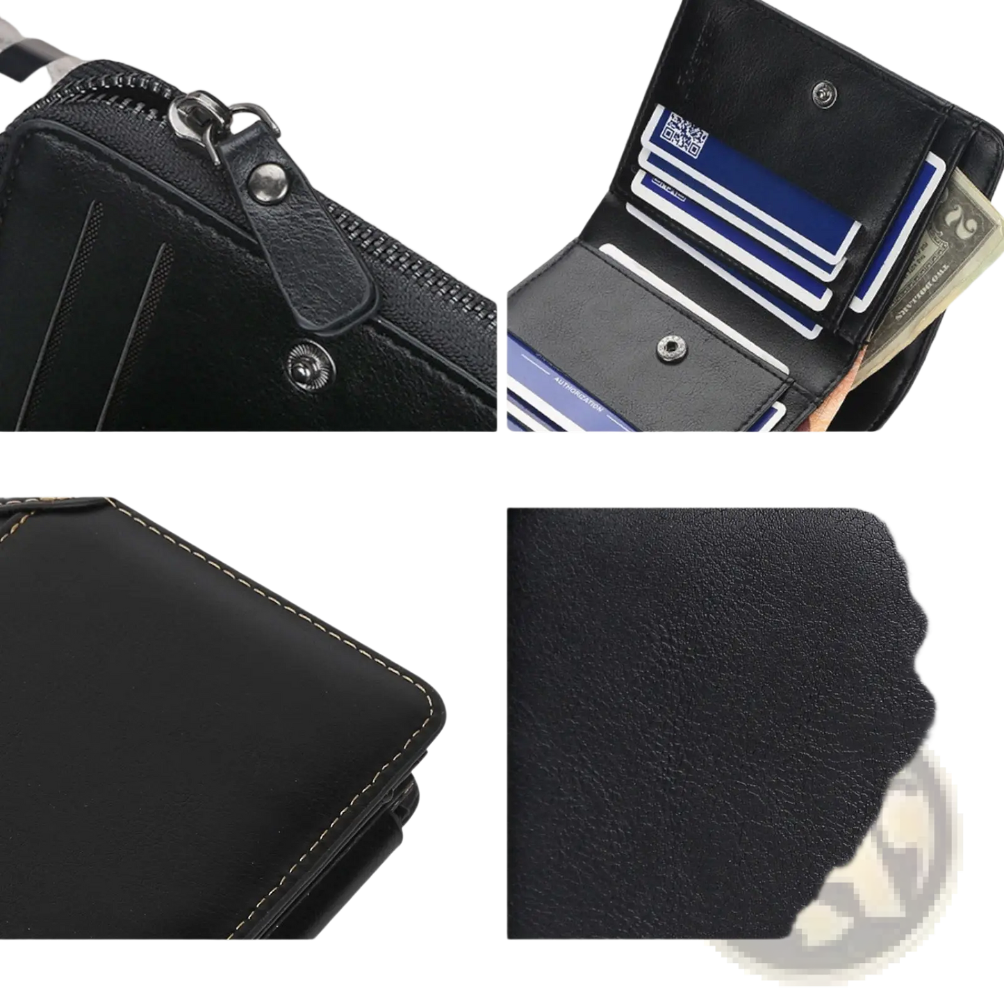Baellerry Men's Trifold Pu Leather Zipper Wallet with 14 Card Slots