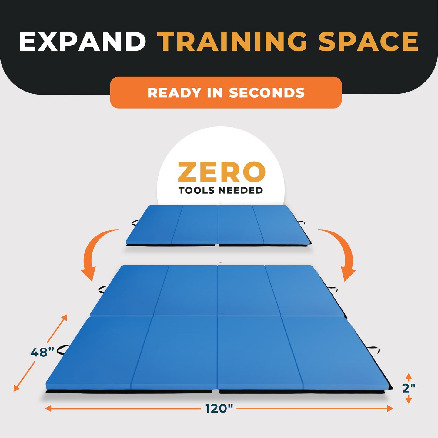 BalanceFrom Fitness 120x48in All Purpose Folding Gymnastics Mat, Blue (2 Pack)