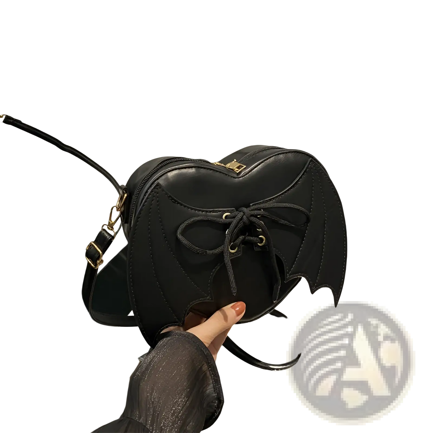 Bat Wing Heart Crossbody Bag with Lace Up Detail