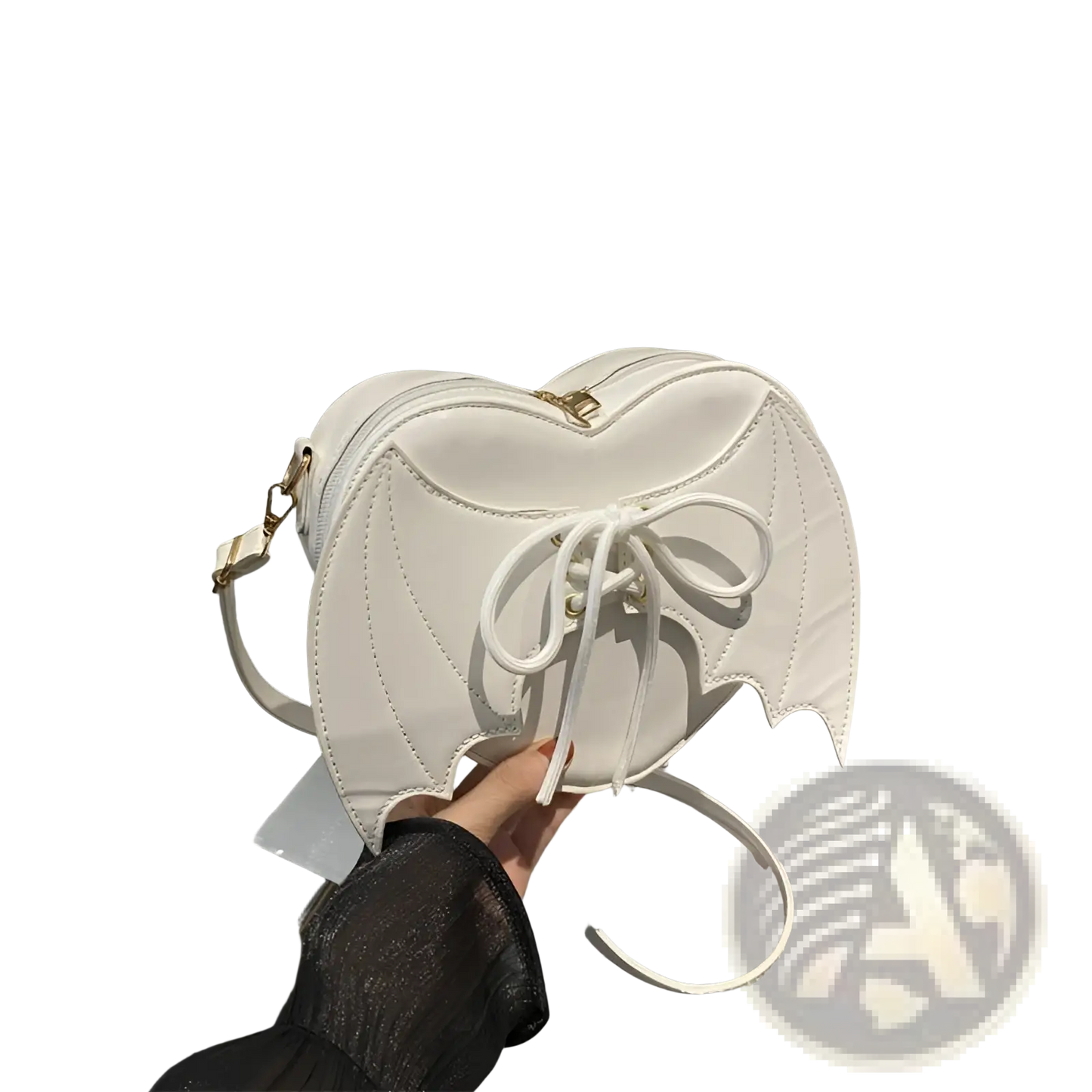 Bat Wing Heart Crossbody Bag with Lace Up Detail
