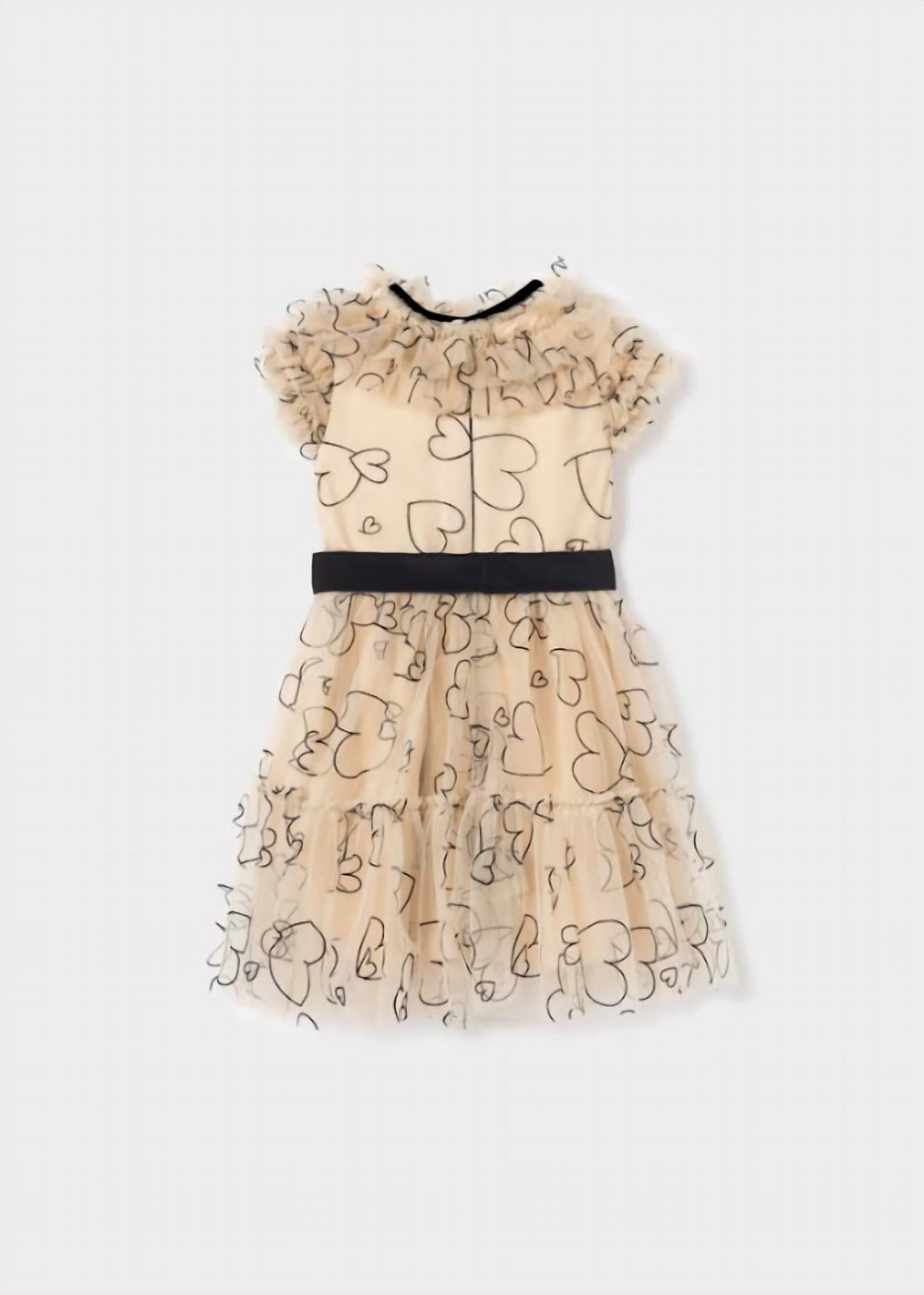 Abel & Lula - Kid's Scattered Hearts Short Sleeve Tulle Mini Dress