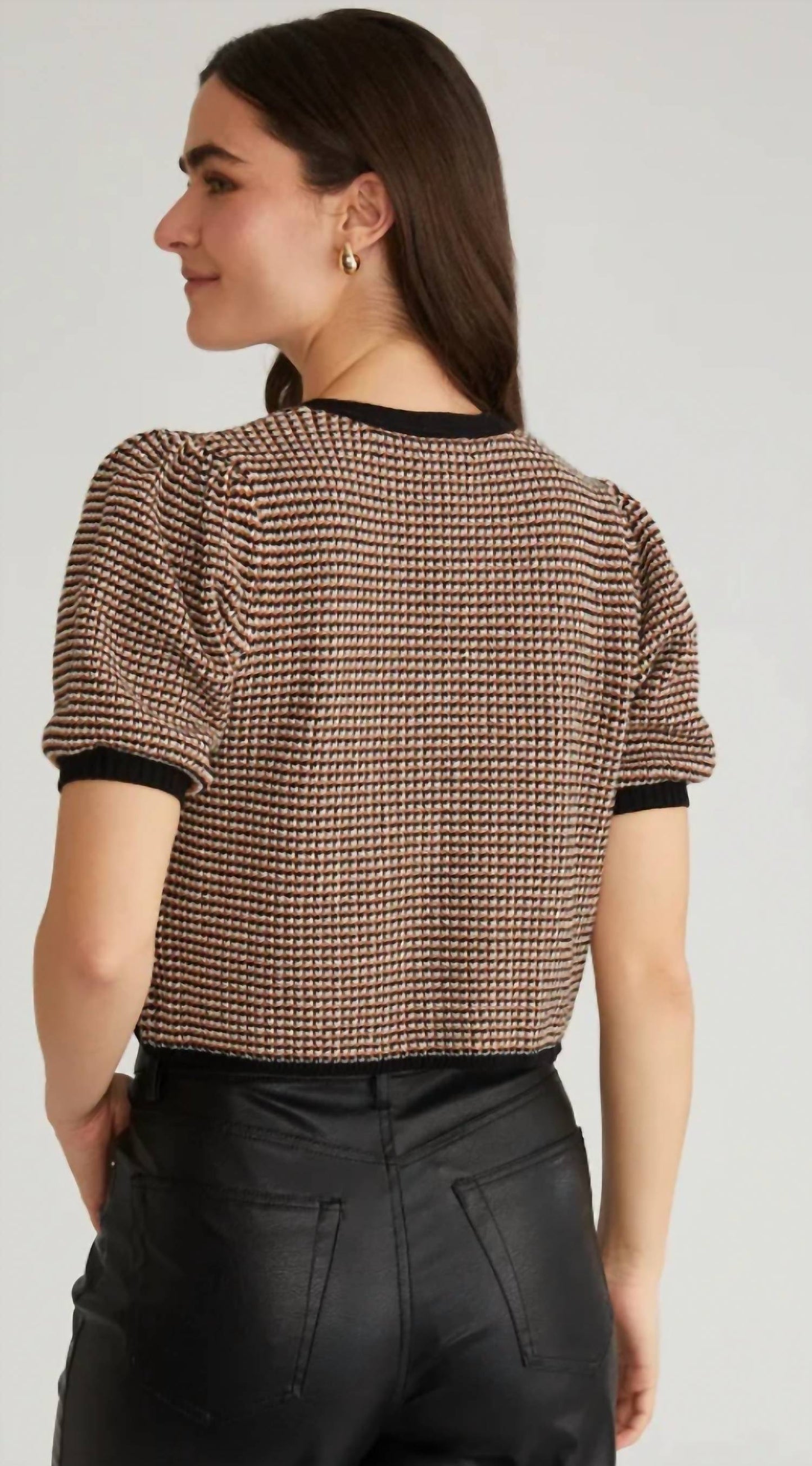 525 America - Elaine Puff Sleeve Tie Front Cardigan