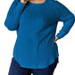 Basic Bae - Chic Ribbed Round Neck Slit Tee