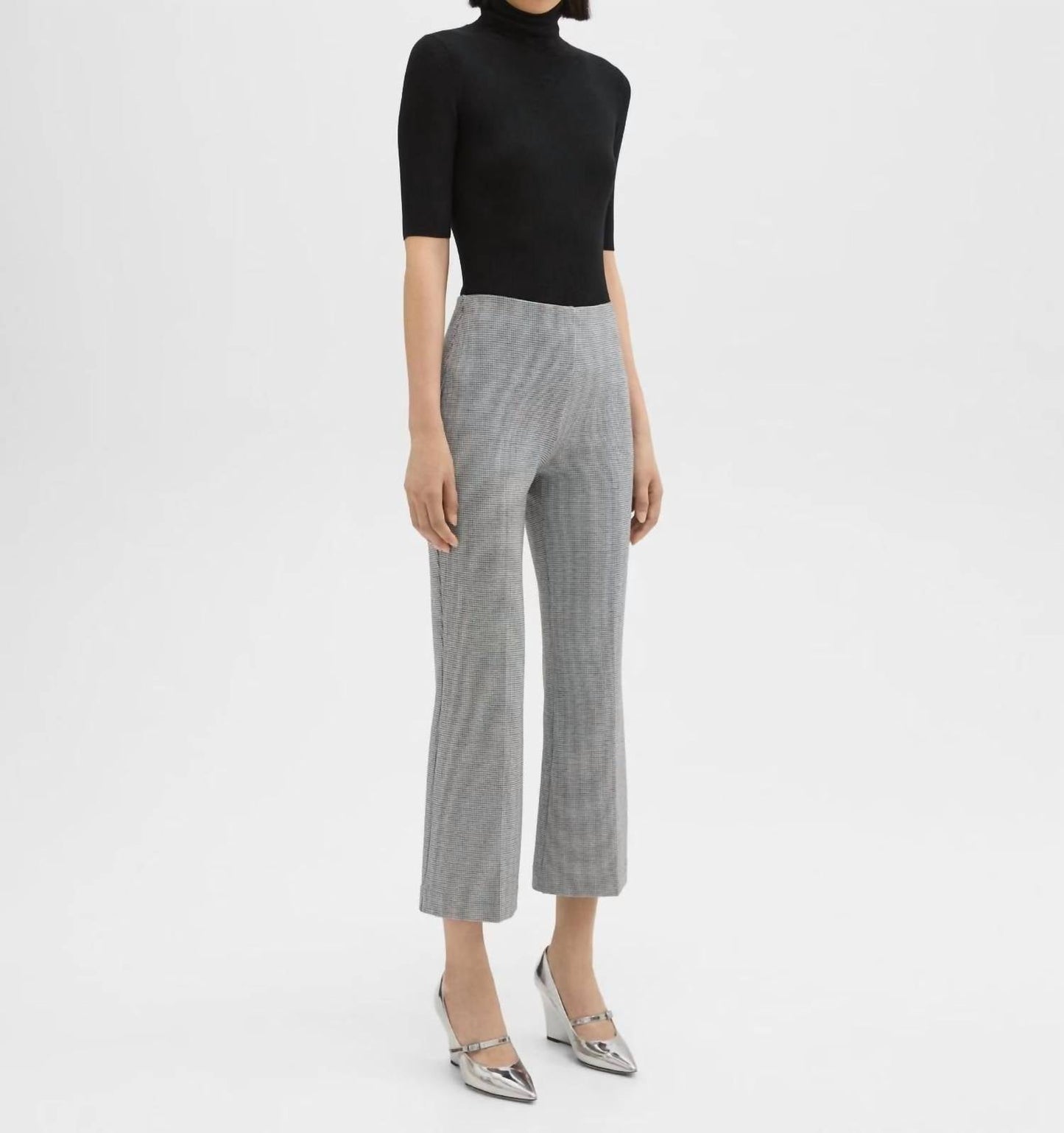 Theory - Cropped Kick Pants Houndstooth Jersey Cropped Kick Pants