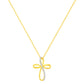 10K Yellow Gold Plated .925 Sterling Silver Diamond Accent Cross Ribbon 18" Pendant Necklace (I-J Color, I2-I3 Clarity)