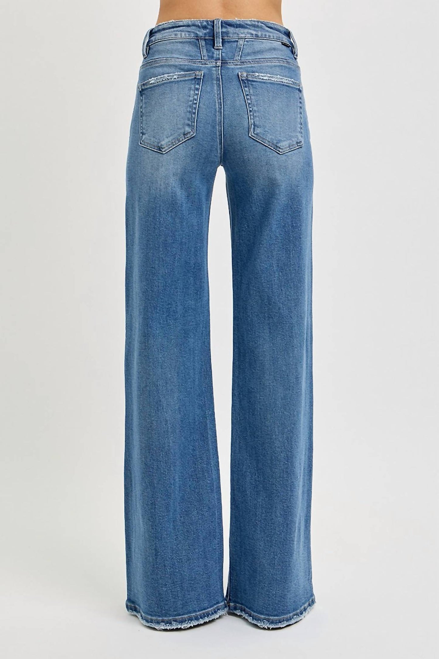 Risen - Tummy Control High Rise Wide Leg Jeans Medium Wash