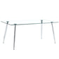 Modern Rectangular Glass Dining Table For 4-6 People With Tempered Glass Countertop