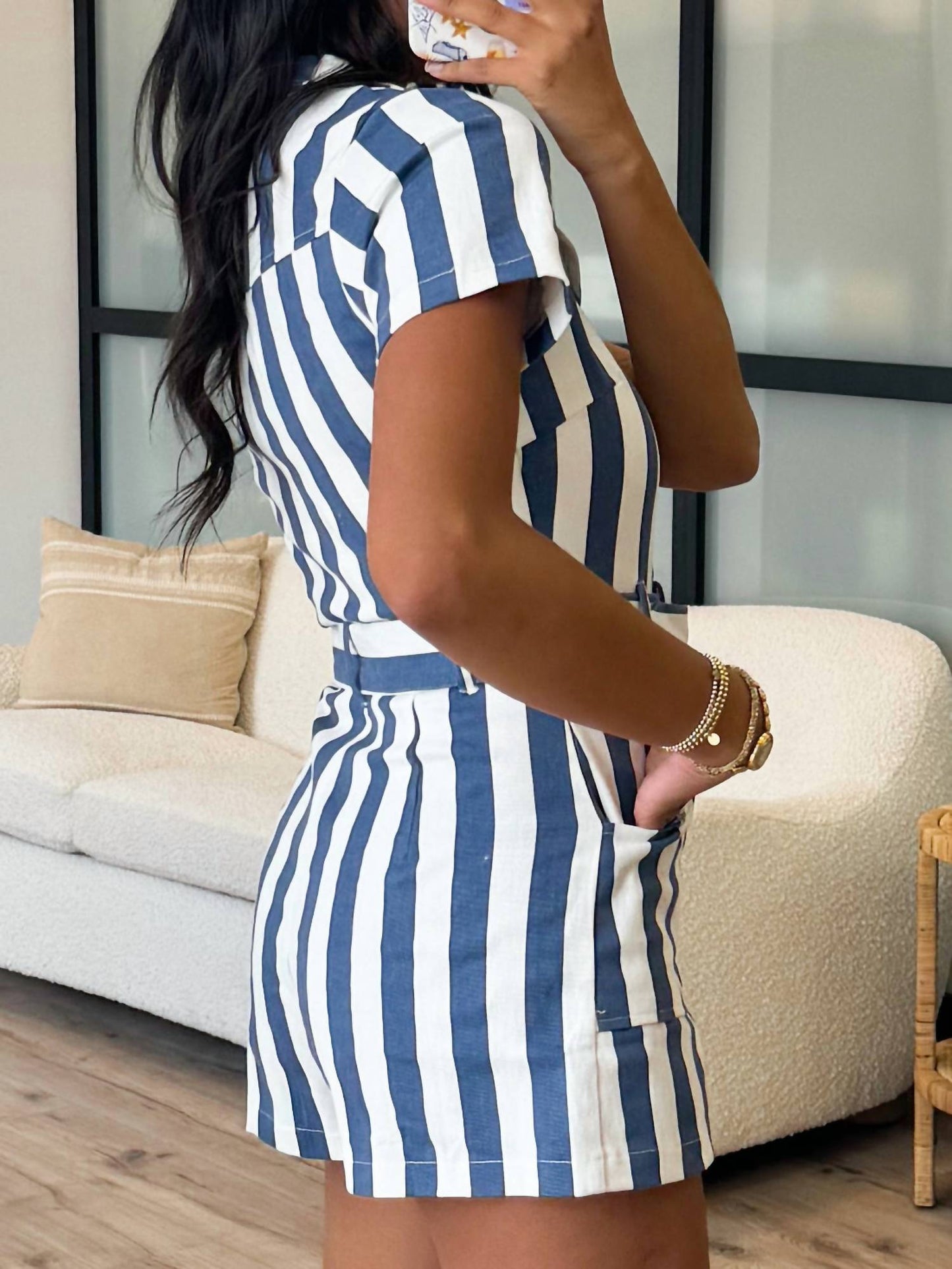 Day + Moon - Stripe Collar Romper