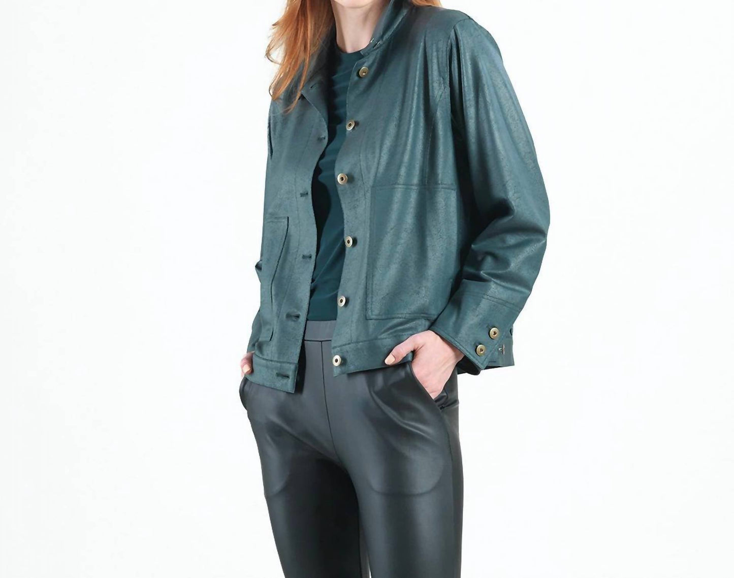 Clara Sunwoo - Liquid Leather Button Front Jacket