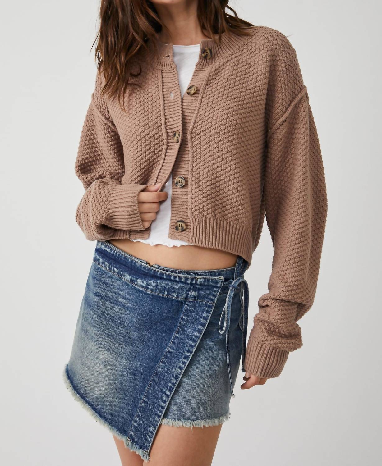 Free People - Lila Button Front Long Sleeve Cardigan