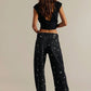 Free People - Deep Trance Shine Embroidered Boyfriend Jeans