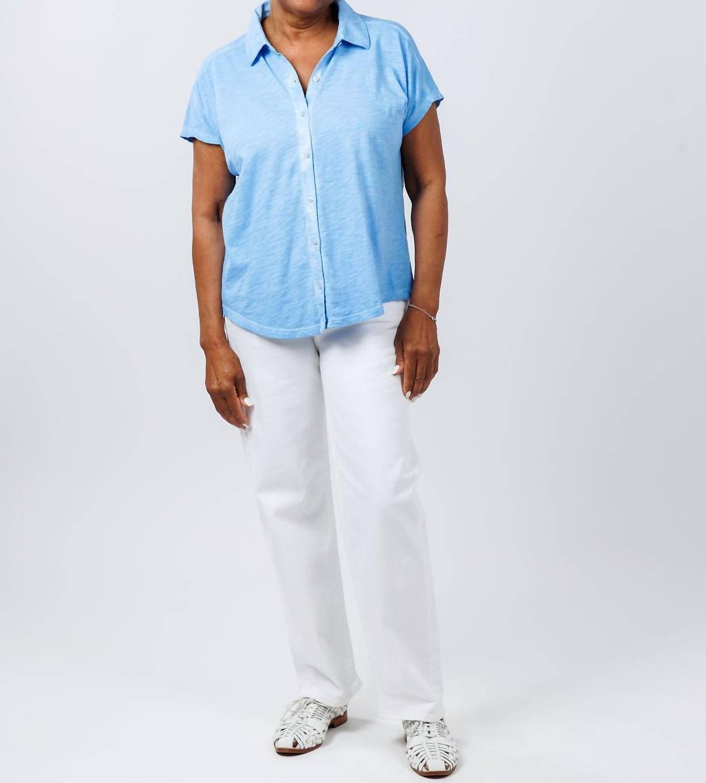 Elliott Lauren - Charlotte Button Front Tee With Collar