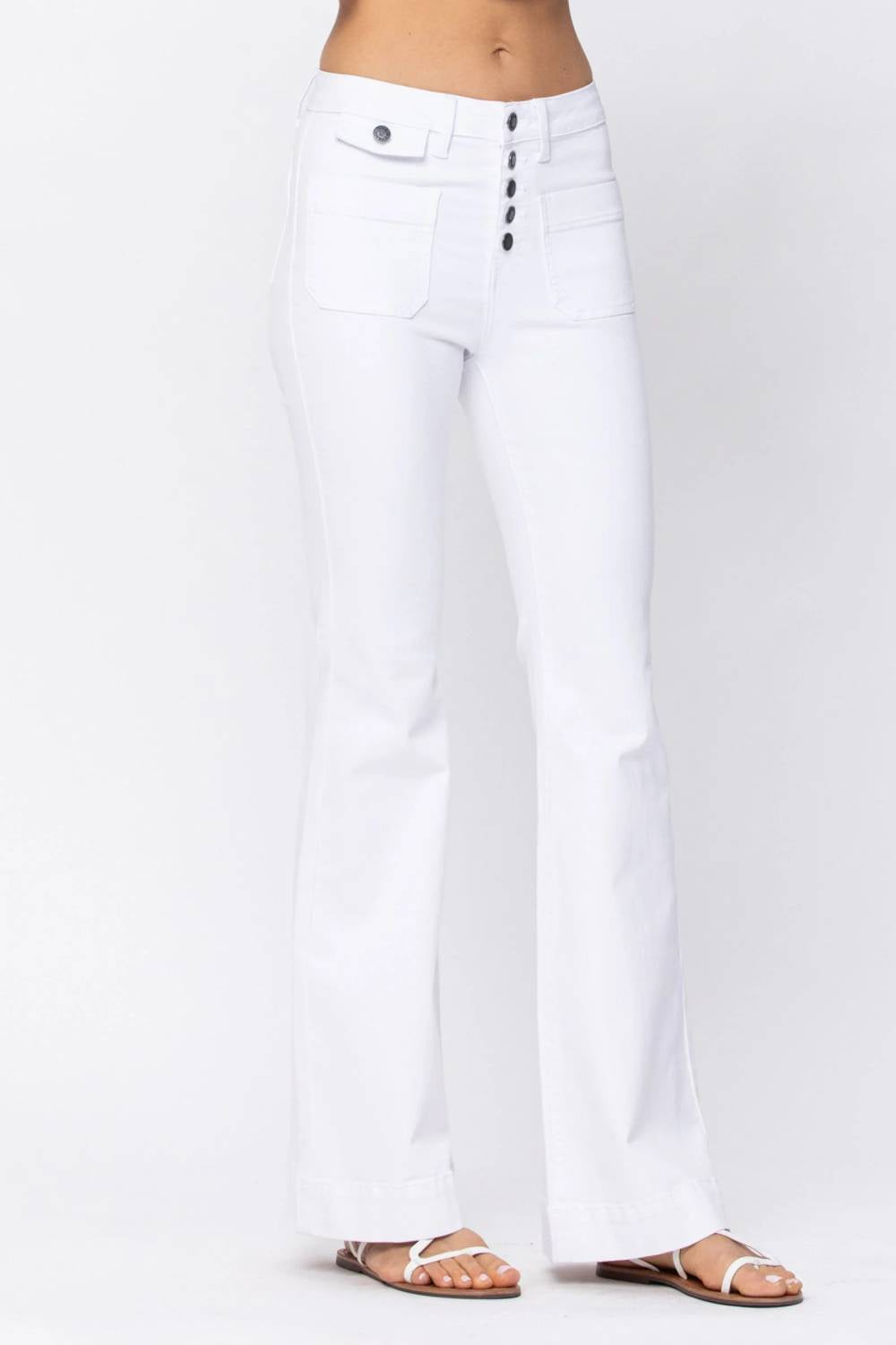 Judy Blue - High Rise Button Fly Patch Pocket Flare Jeans