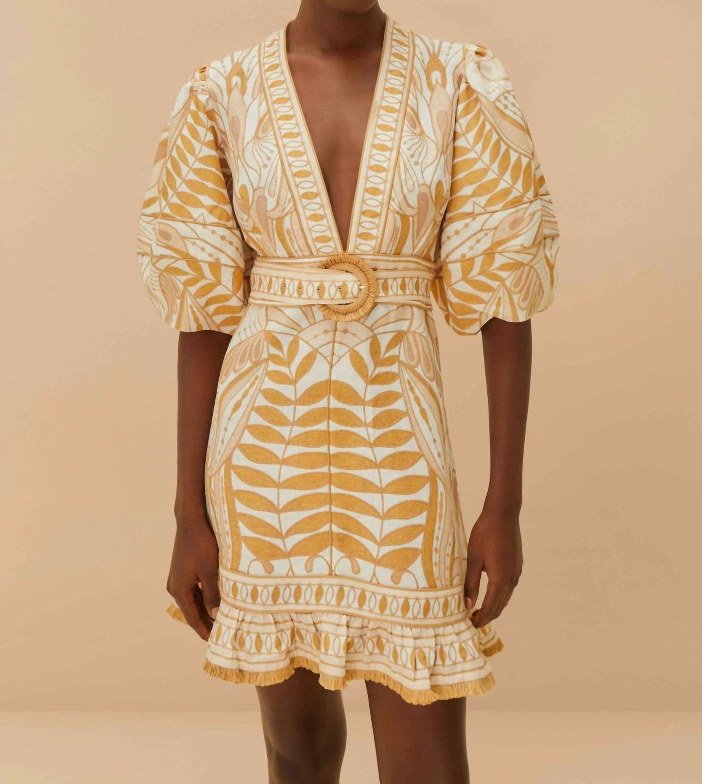 Farm Rio - Lace Nature Short Sleeve Mini Dress