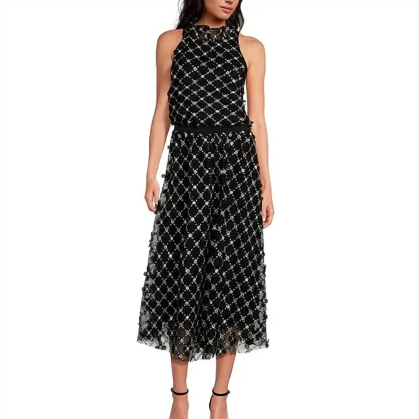 Abbey Glass - Rory Sequin Lattice Lace Top