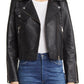 Sam Edelman Black Leather Moto Jacket Size Large