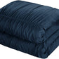 Chic Home Kaiah 2 Piece Comforter Set Contemporary Striped Ruched Ruffled Design Twin/Twin XL Navy