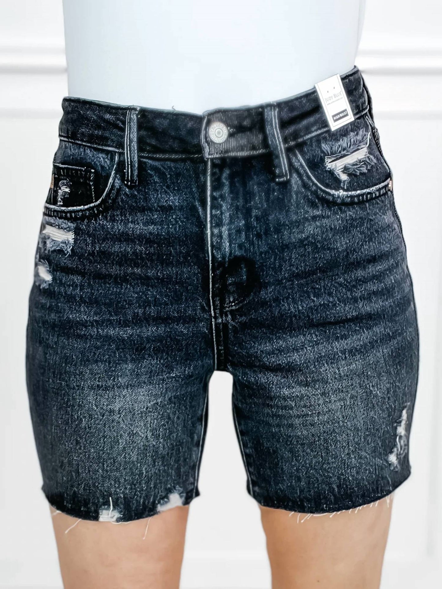Judy Blue - High Waist Rigid Magic Destroy Raw Hem Shorts