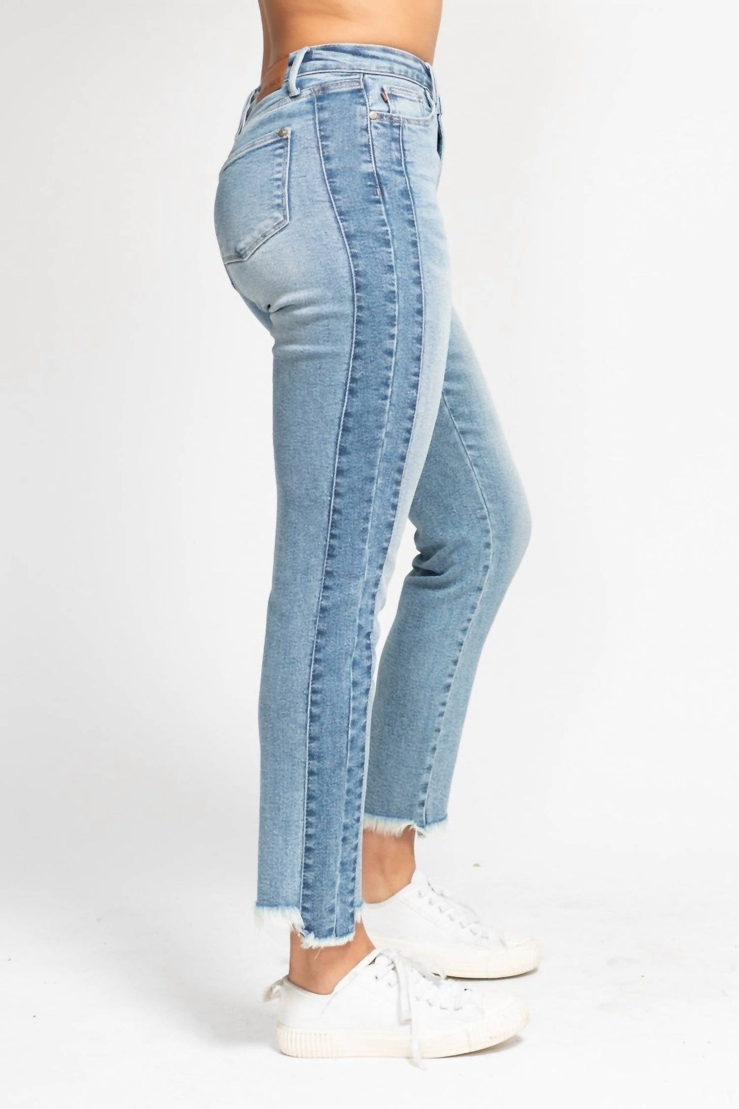 Judy Blue - Side Panel Detail With Fray Hem Slim Jean