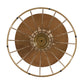 Hollow Edge Retro Art Pine Side Table with Antique Gold and Natural Color