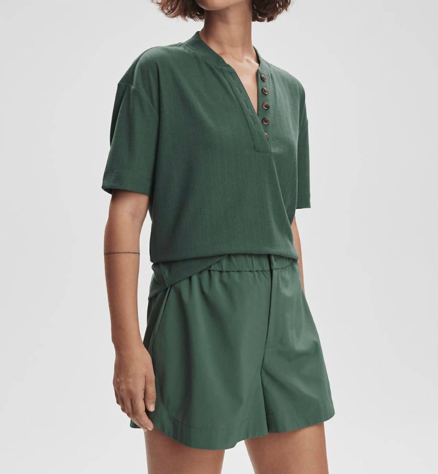 Varley - Kasey Mock Placket Rib Tee