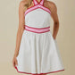 Baby Pink - Colorblock Strap Design Halter Neck Mini Dress