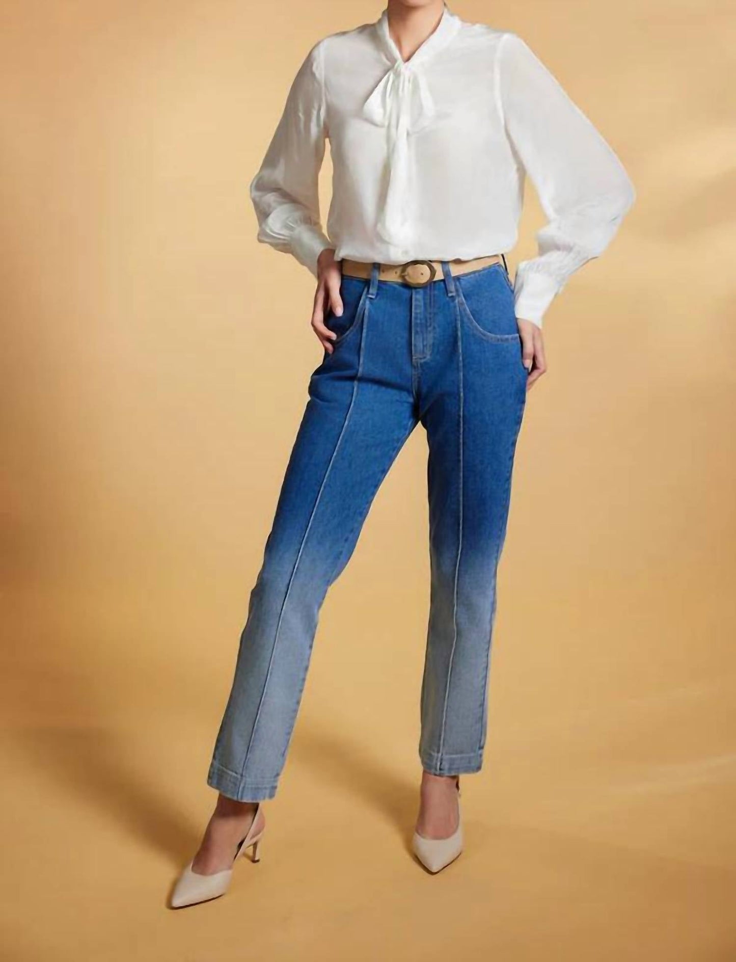 Sasha+Z - Pintuck Ombre Denim Pants