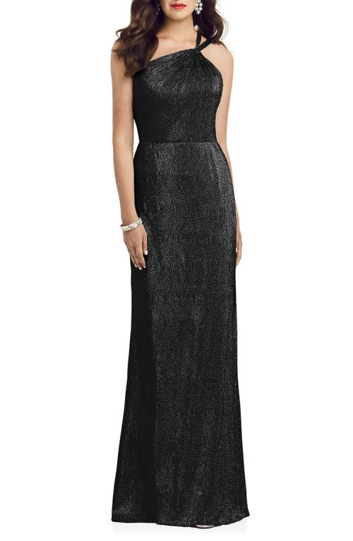 Dessy Collection One-Shoulder Metallic Gown
