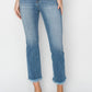 Risen - Mid-Rise Raw Hem Straight Jeans