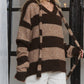 Adora - Stripes Knit Sweater With Scarf