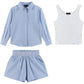 Andy & Evan - Kids Seaside Breeze Striped Woven Button Down & Short Set