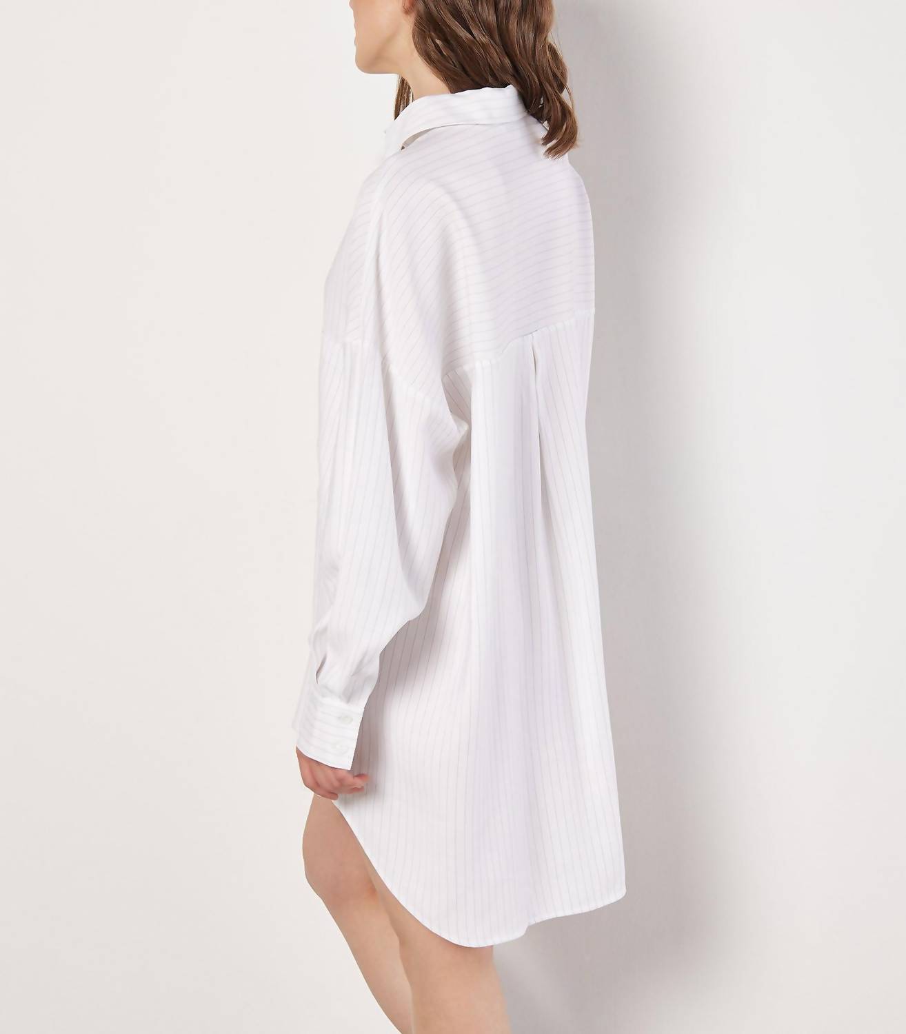Apricot - Pinstripe Oversized Shirt Dress