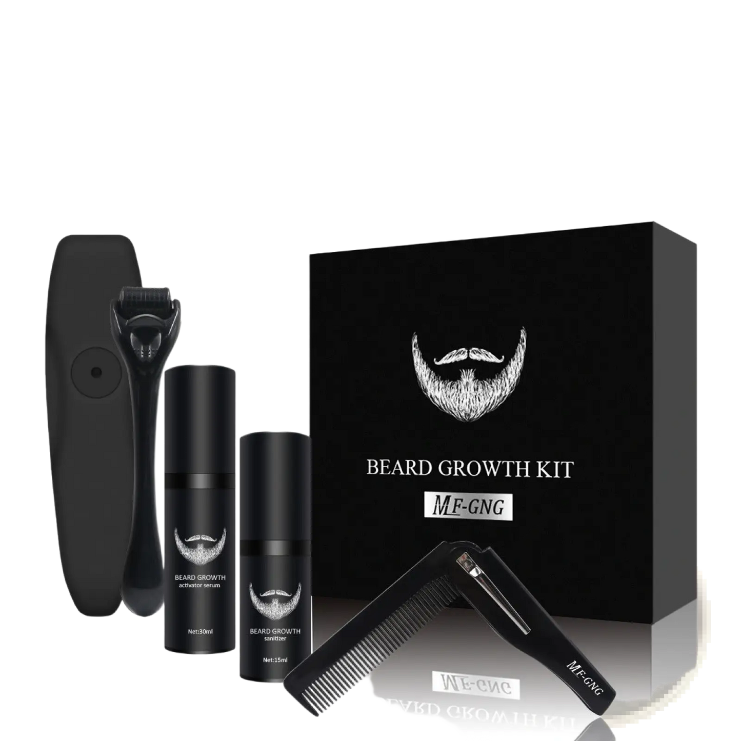 Beard Growth Kit with Derma Roller and Serum Set