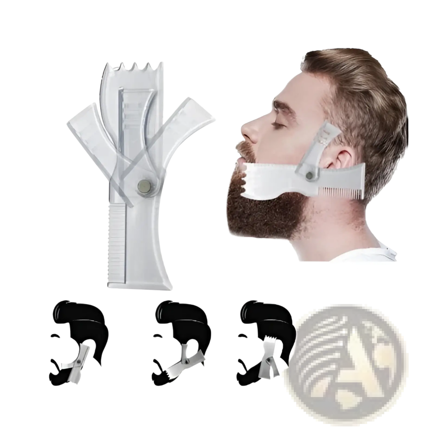 Beard Shaping Template Comb with 360 Degree Rotation