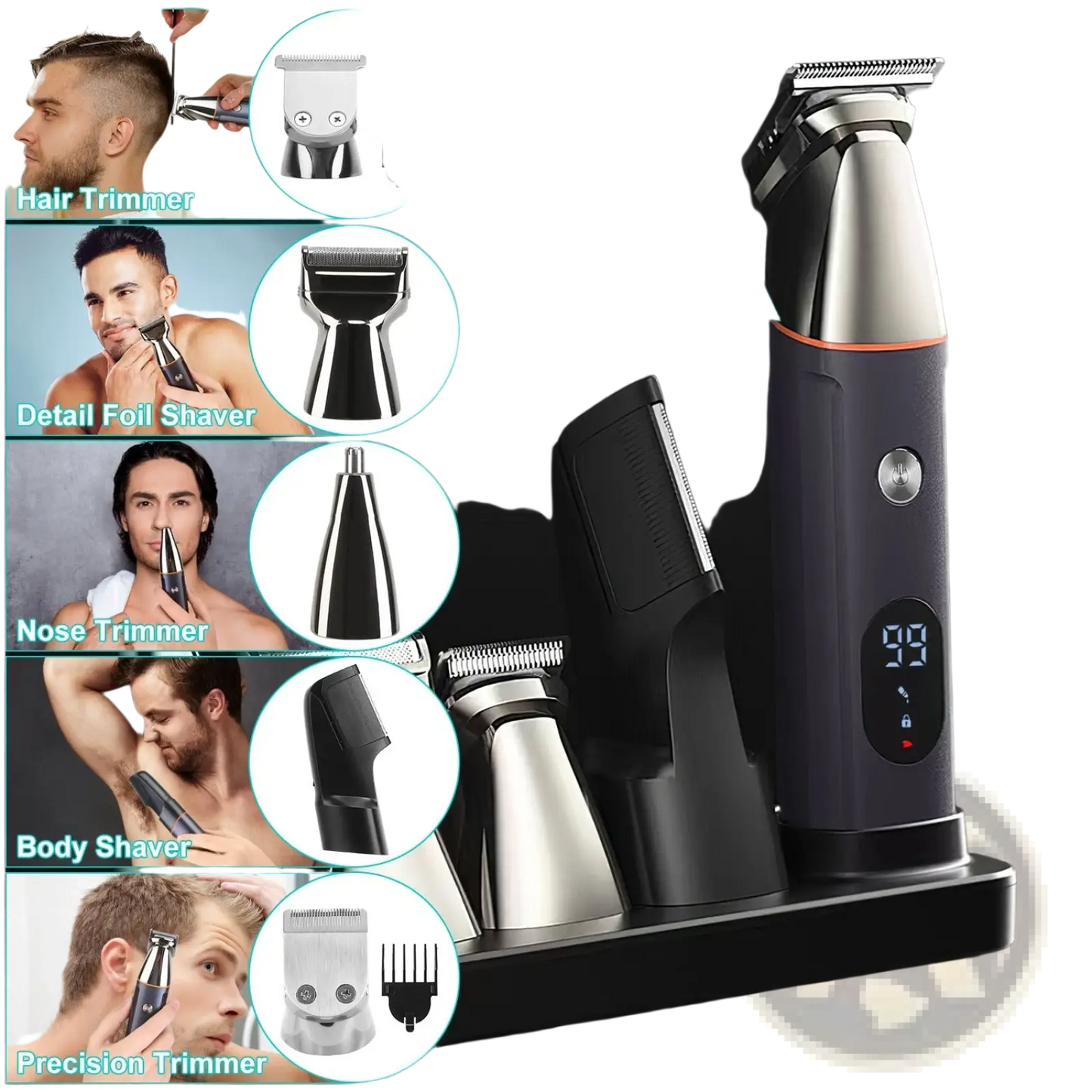 Beard Trimmer 5 in 1 Ipx5 Waterproof Grooming Kit