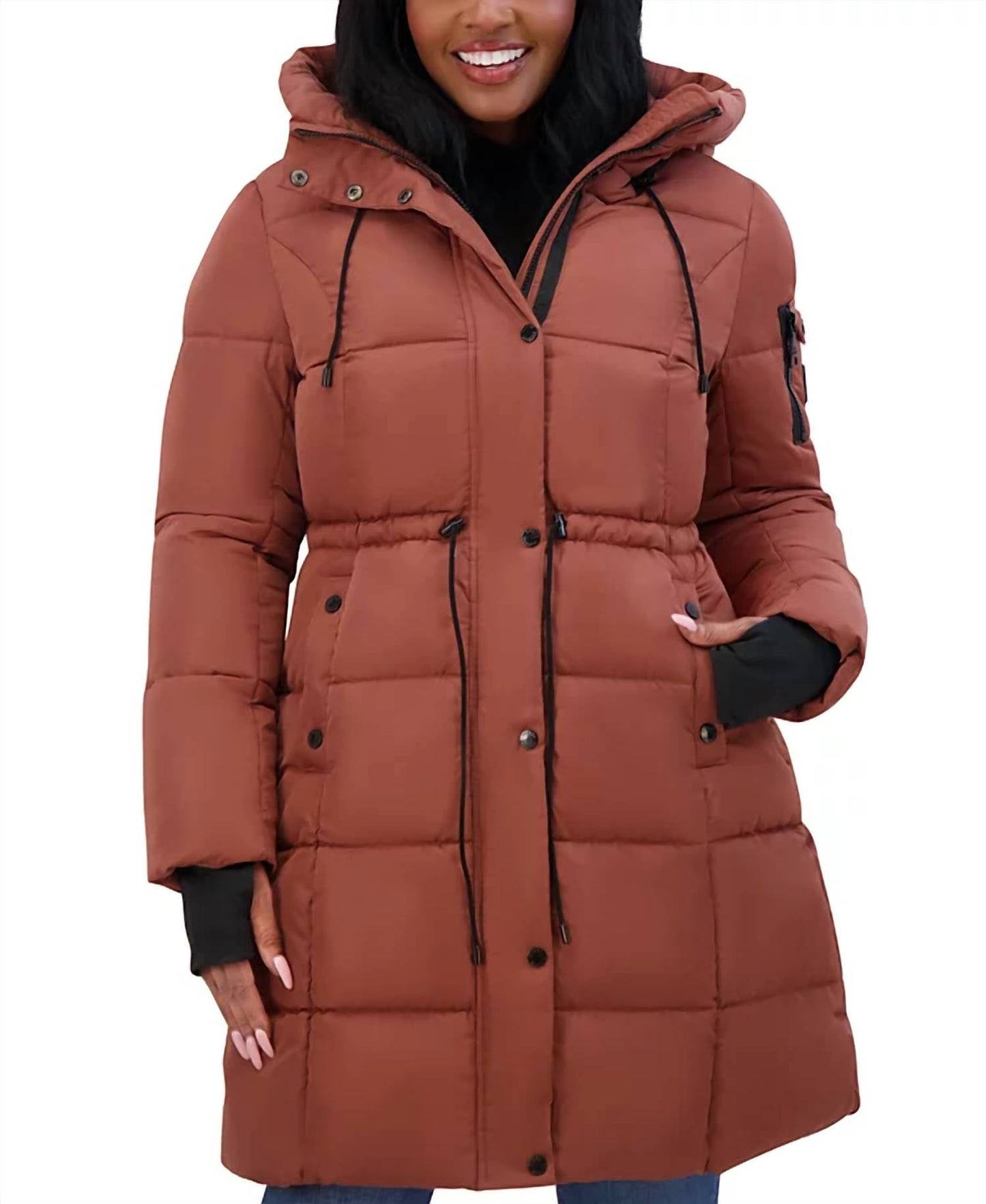 Steve Madden - Juniors Hooded Puffer Anorak Coat