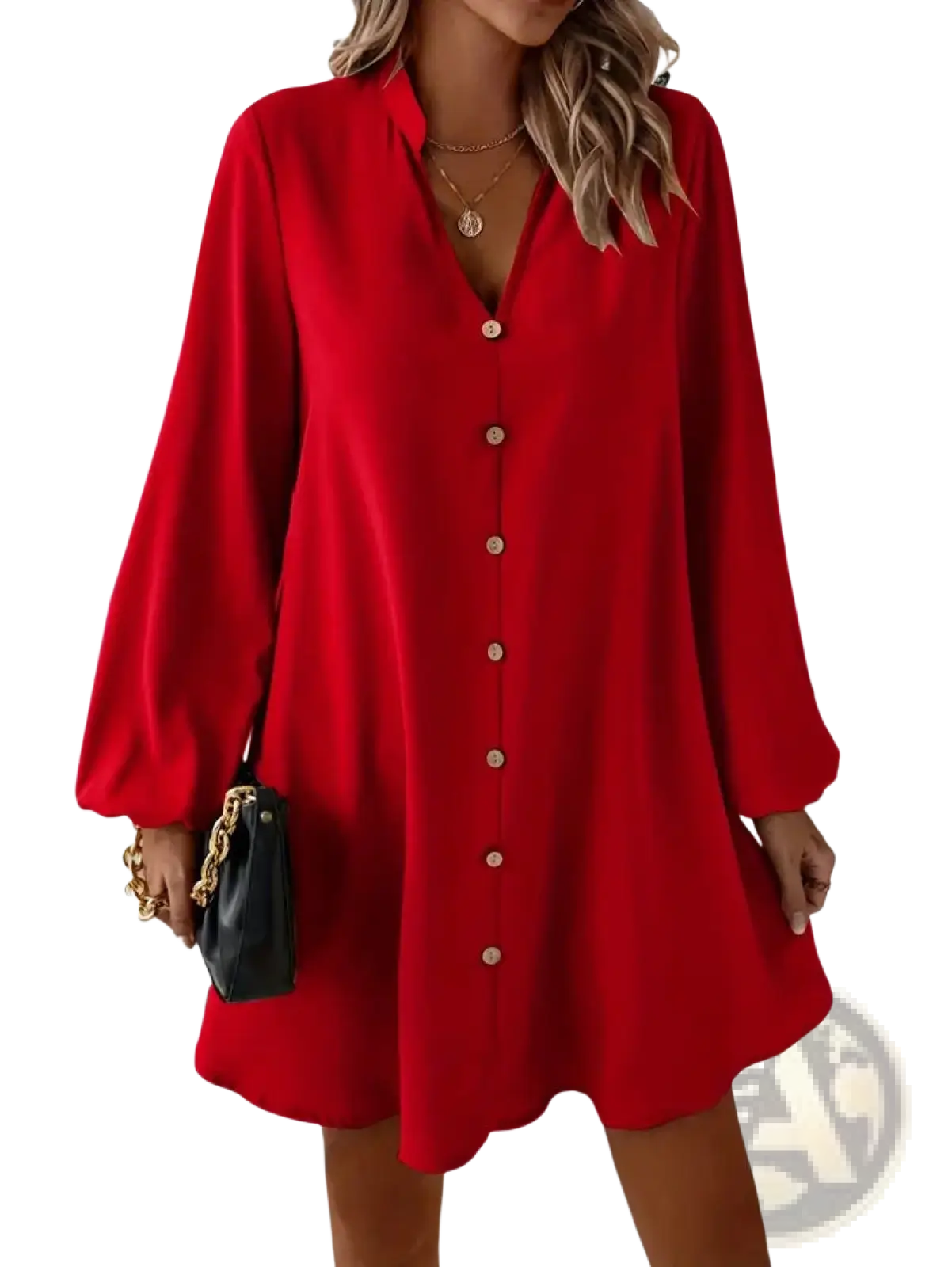 Bell Sleeve Button Down Midi Dress