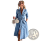 Belted Light Blue Denim Midi Shirt Dress